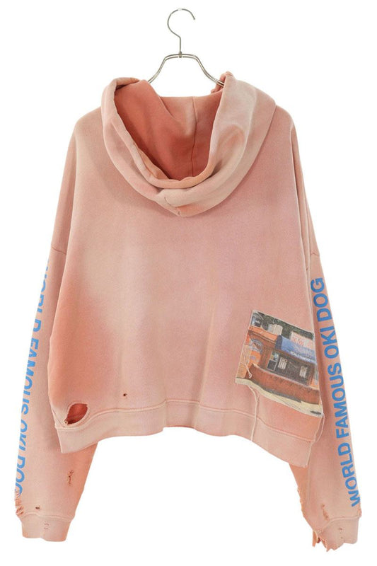 Paly Hollywood Human Print Rhinestone Hoodie Pink Size XS