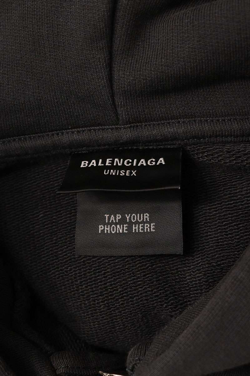 Balenciaga 24AW Embroidered Zip Up Hoodie Gray Size M