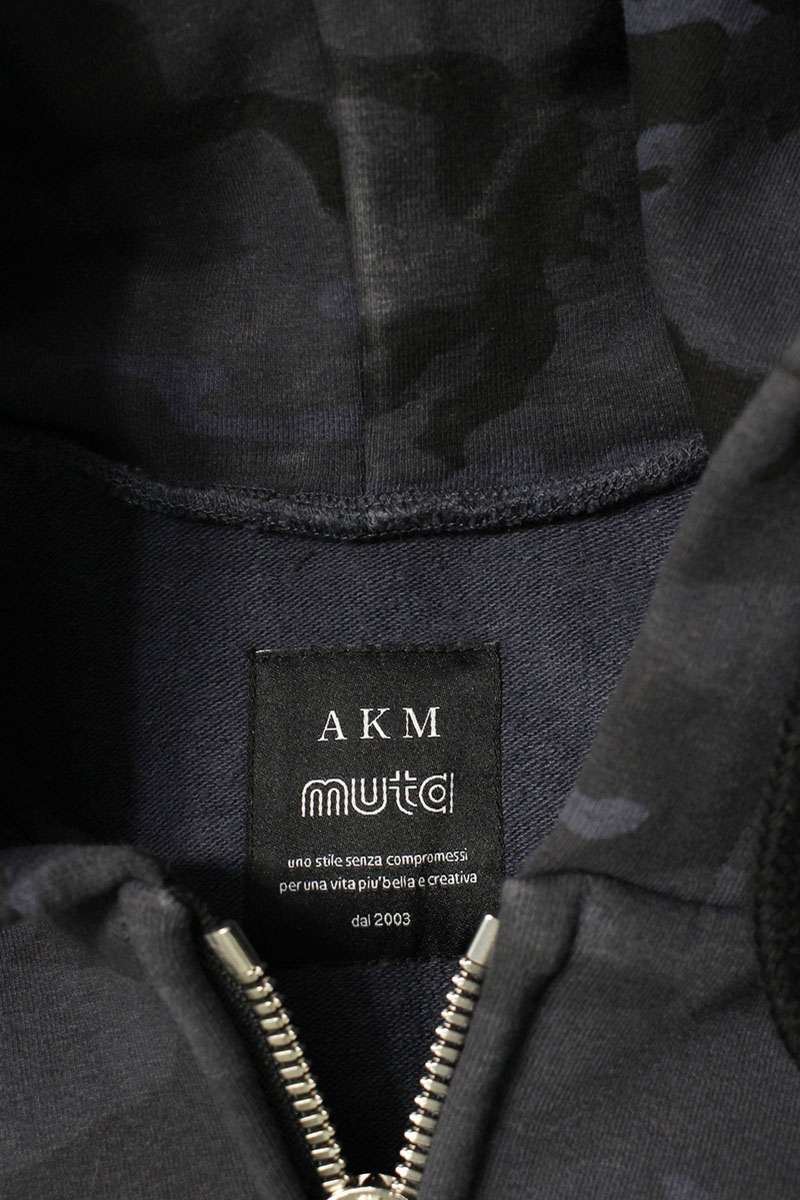 AKM x muta Camo Logo Patch Zip-Up Hoodie Navy Size S
