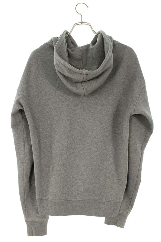 MOSCHINO Logo Print Zip-Up Hoodie Gray Size S