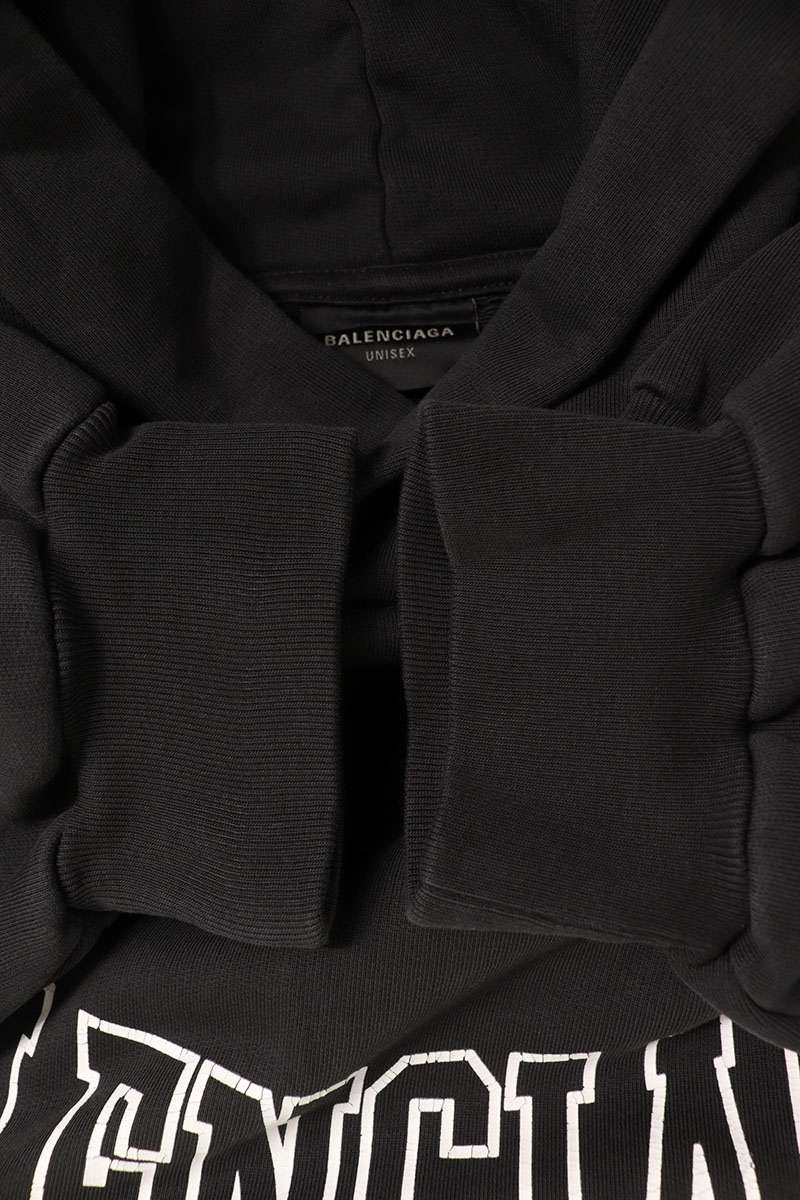 Balenciaga 24AW Vintage Logo Print Hoodie Black Size XS