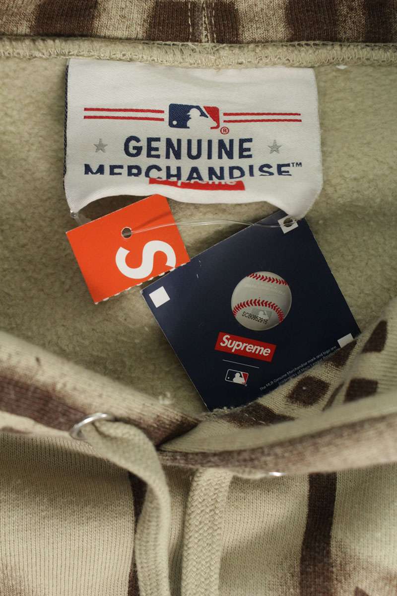 Supreme 21AW New York Yankees Airbrush Hooded Sweatshirt Brown Size L