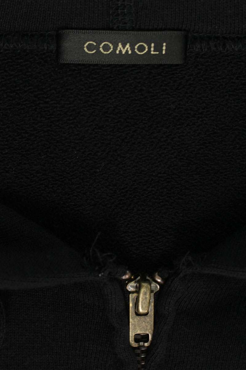COMOLI SS26 Cotton French Terry Zip Hoodie Black Size L