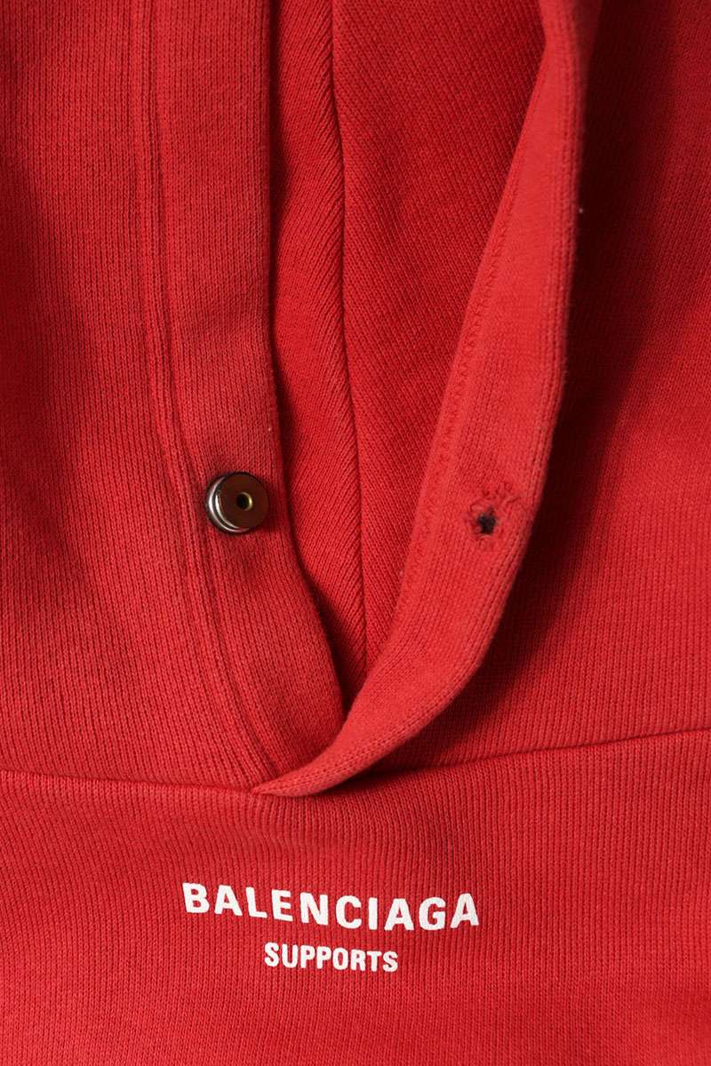 BALENCIAGA WFP Logo Print Pullover Hoodie Red Size S