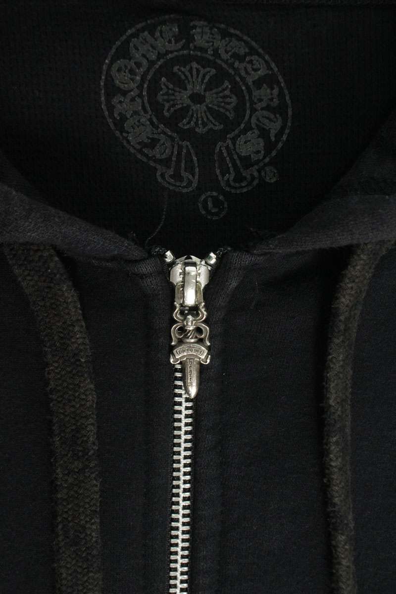 Chrome Hearts Arm Logo Print Zip Up Hoodie Size L
