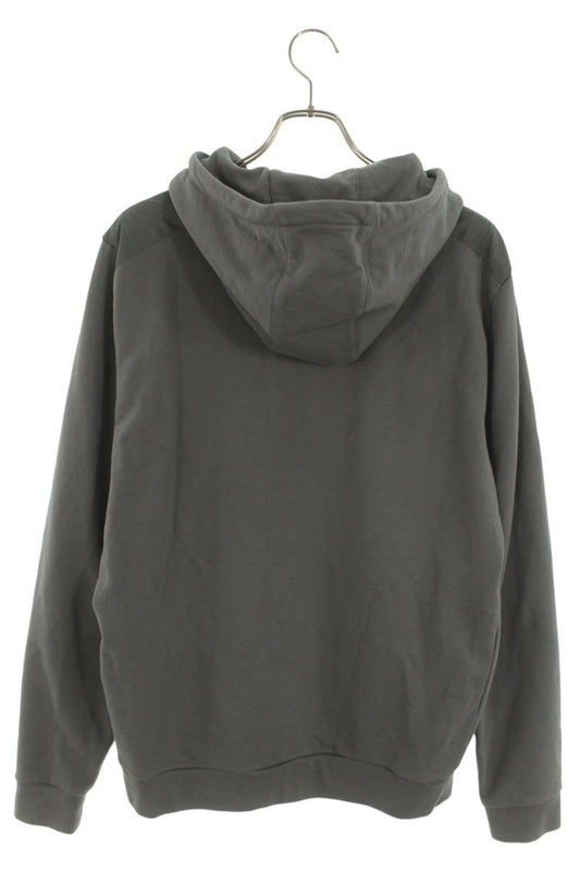 PRADA Rubber Logo Print Nylon Panel Hoodie Gray Size XL