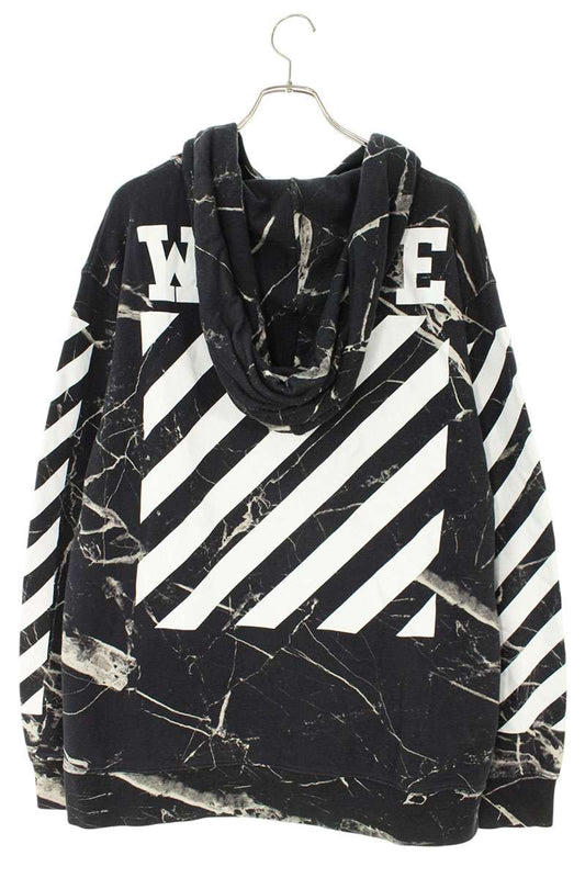 OFF-WHITE CARAVAGGIO MARBLE Front Print Hoodie Size L