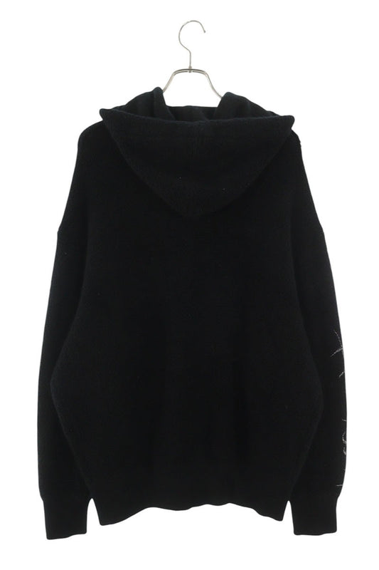 GIVENCHY Wool Ringlet Knit Zip Hoodie Black Size XS