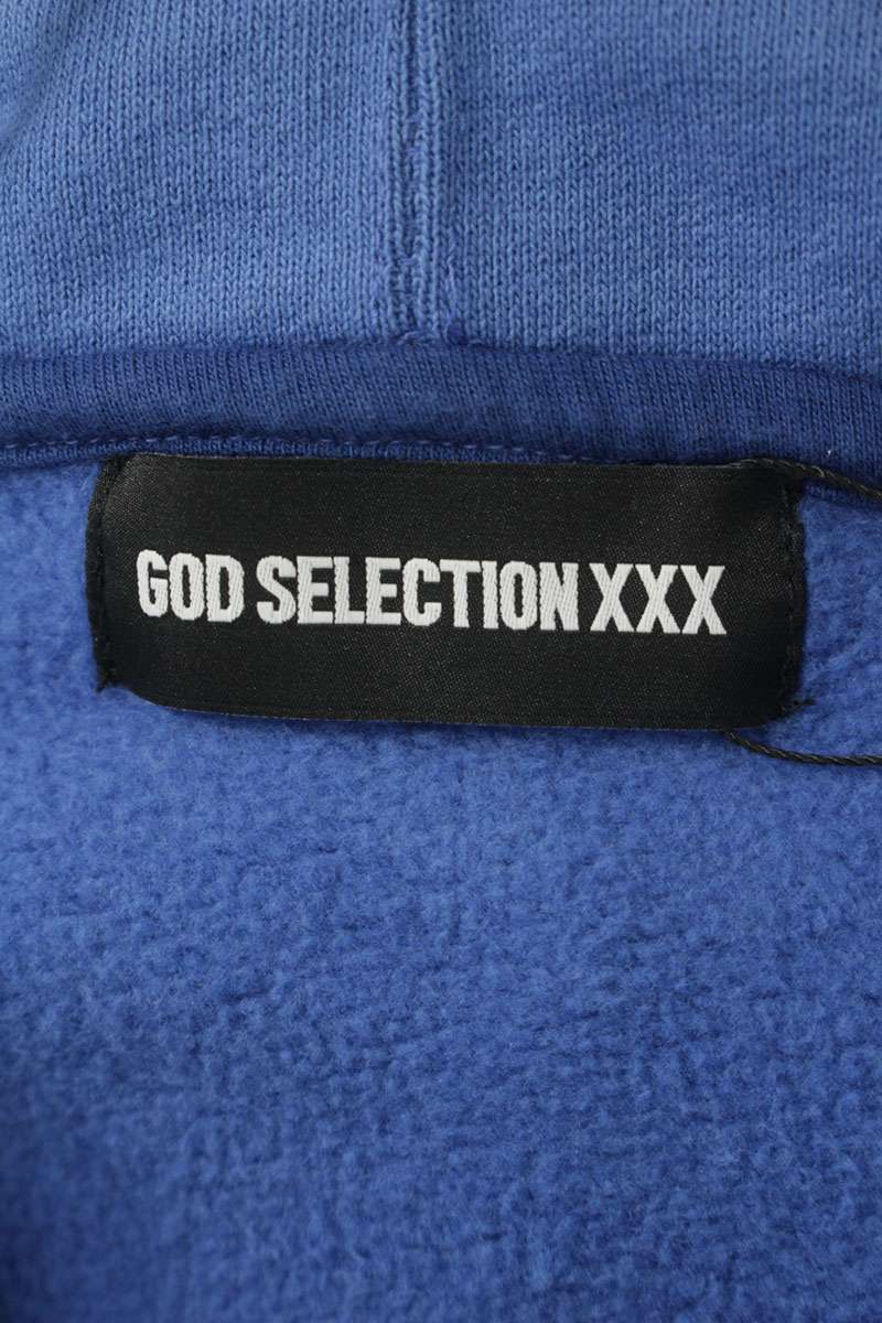 GOD SELECTION XXX Logo Embroidery Cotton Hoodie Blue Size L