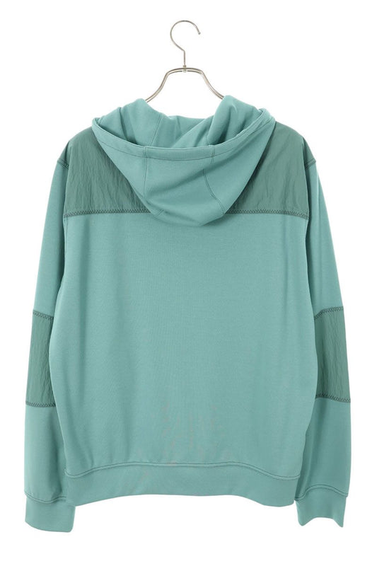 HERMES Voile H Nylon Panel Zip Hoodie Light Green Size M