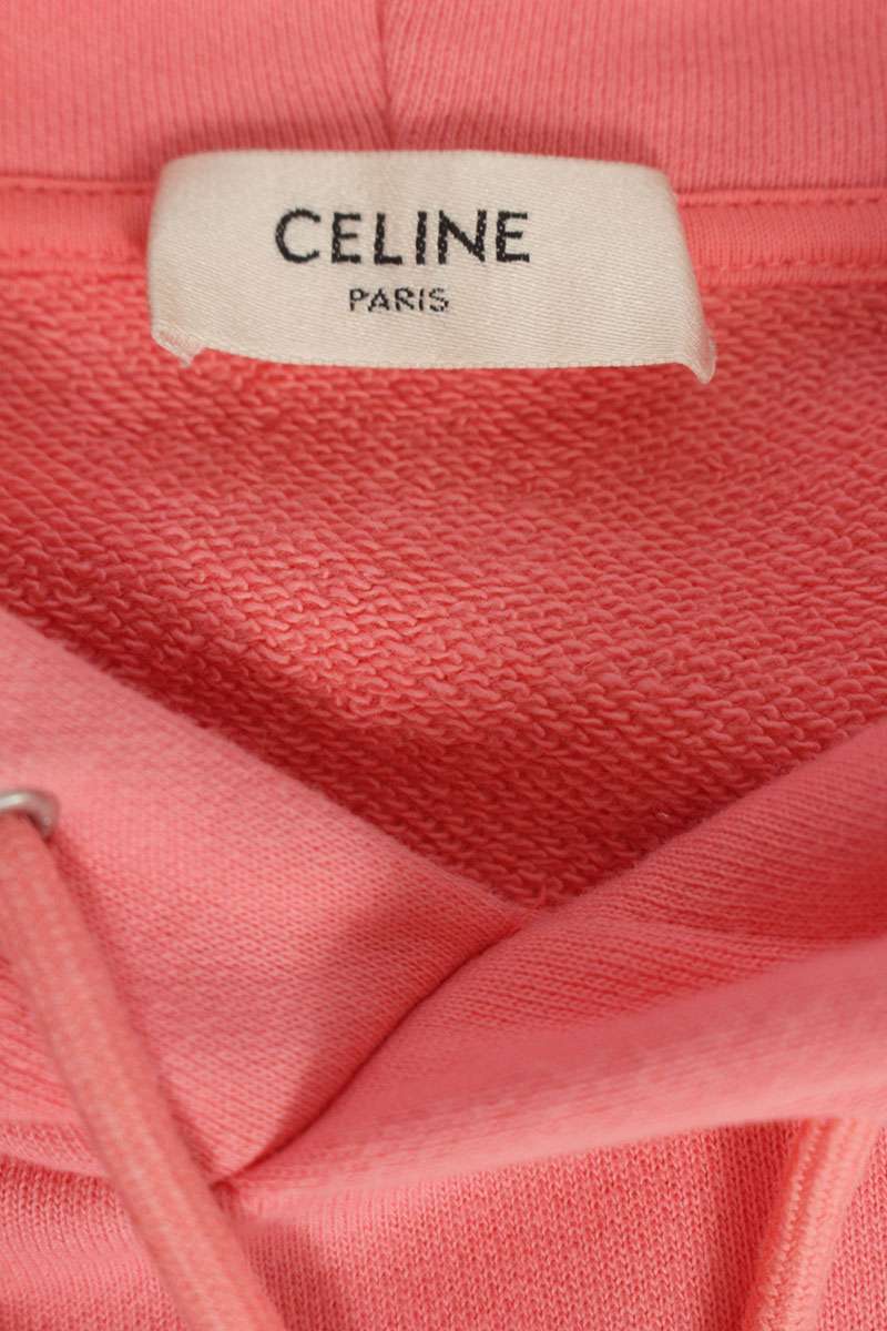 CELINE Logo Print Pullover Hoodie Pink Size S