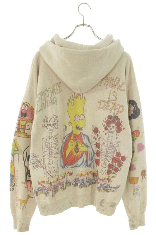 SAINT MICHAEL SS21 Graphic Distressed Pullover Hoodie Size L
