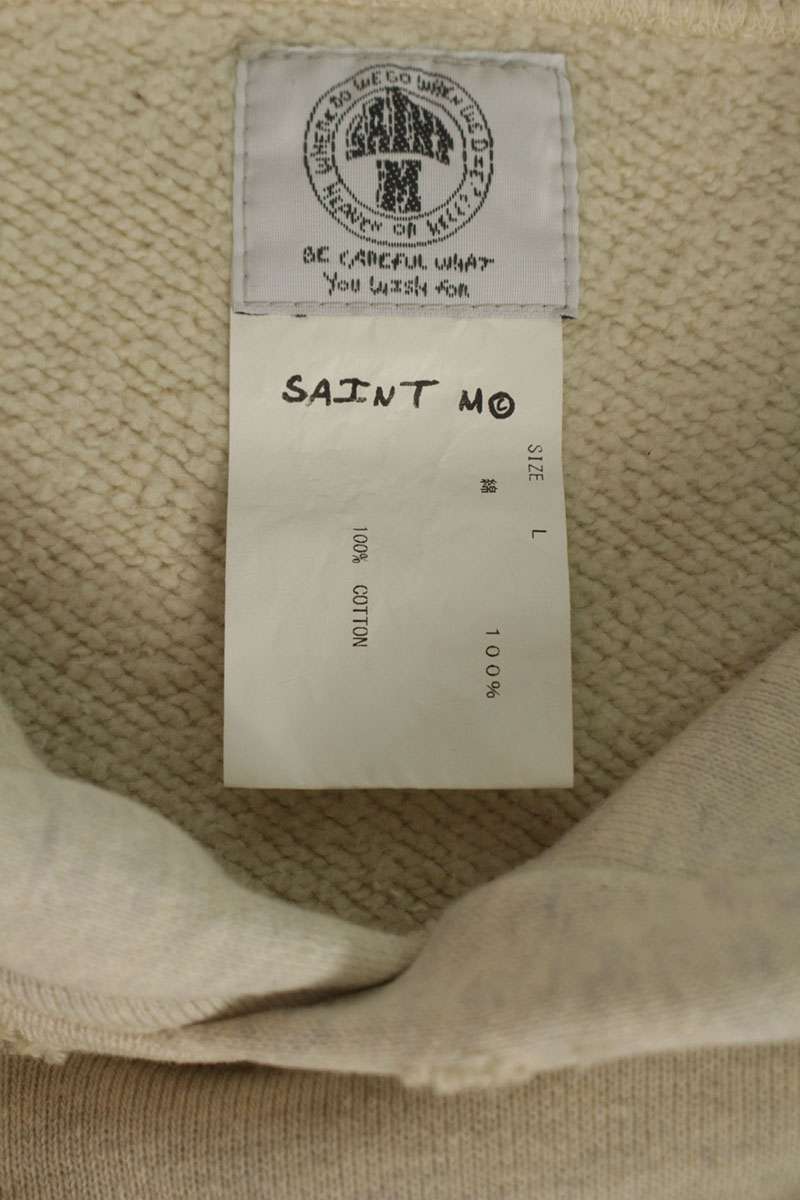SAINT MICHAEL SS21 Graphic Distressed Pullover Hoodie Size L