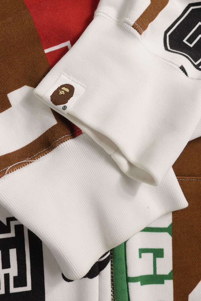 A BATHING APE Fangs Scarf Logo Full Zip Hoodie Multi Size L