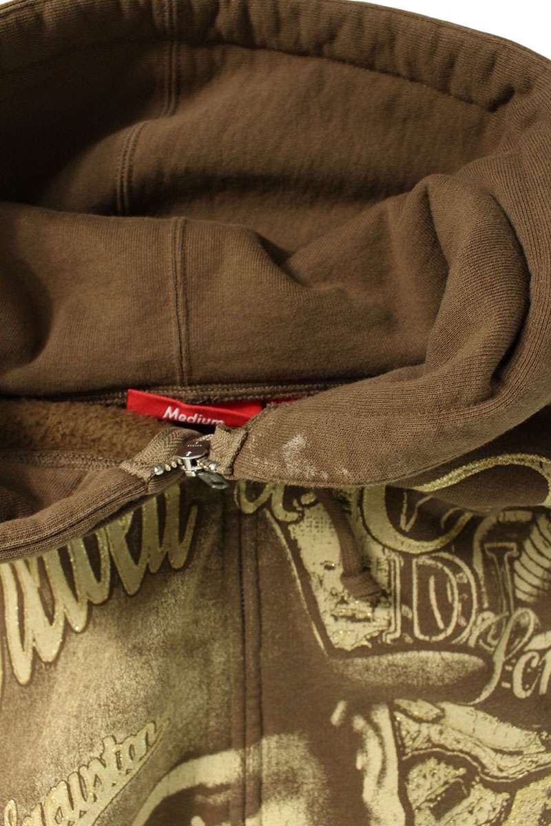 SUPREME DJ SCREW All-Over Print Zip Hoodie Brown Size M