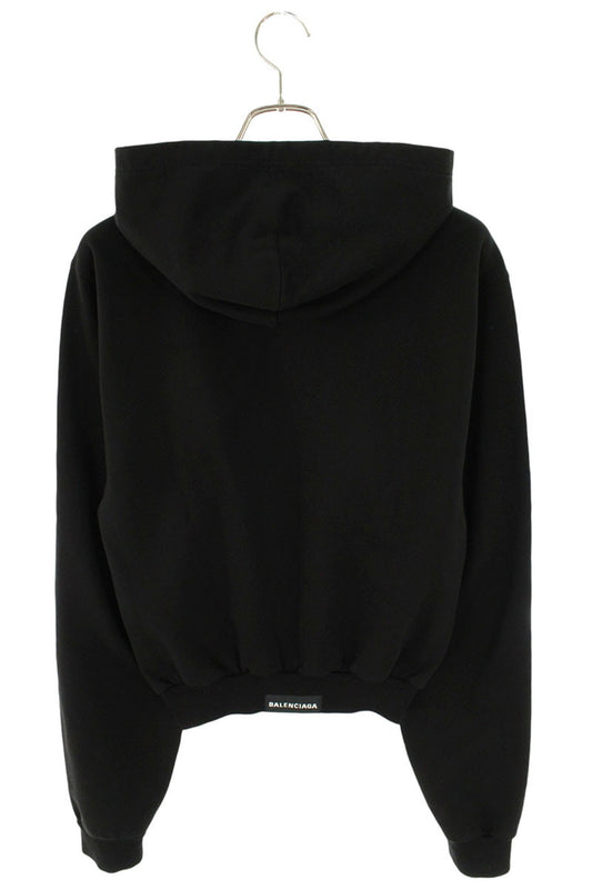 BALENCIAGA Back Logo Tab Cropped Zip Hoodie Size XXS