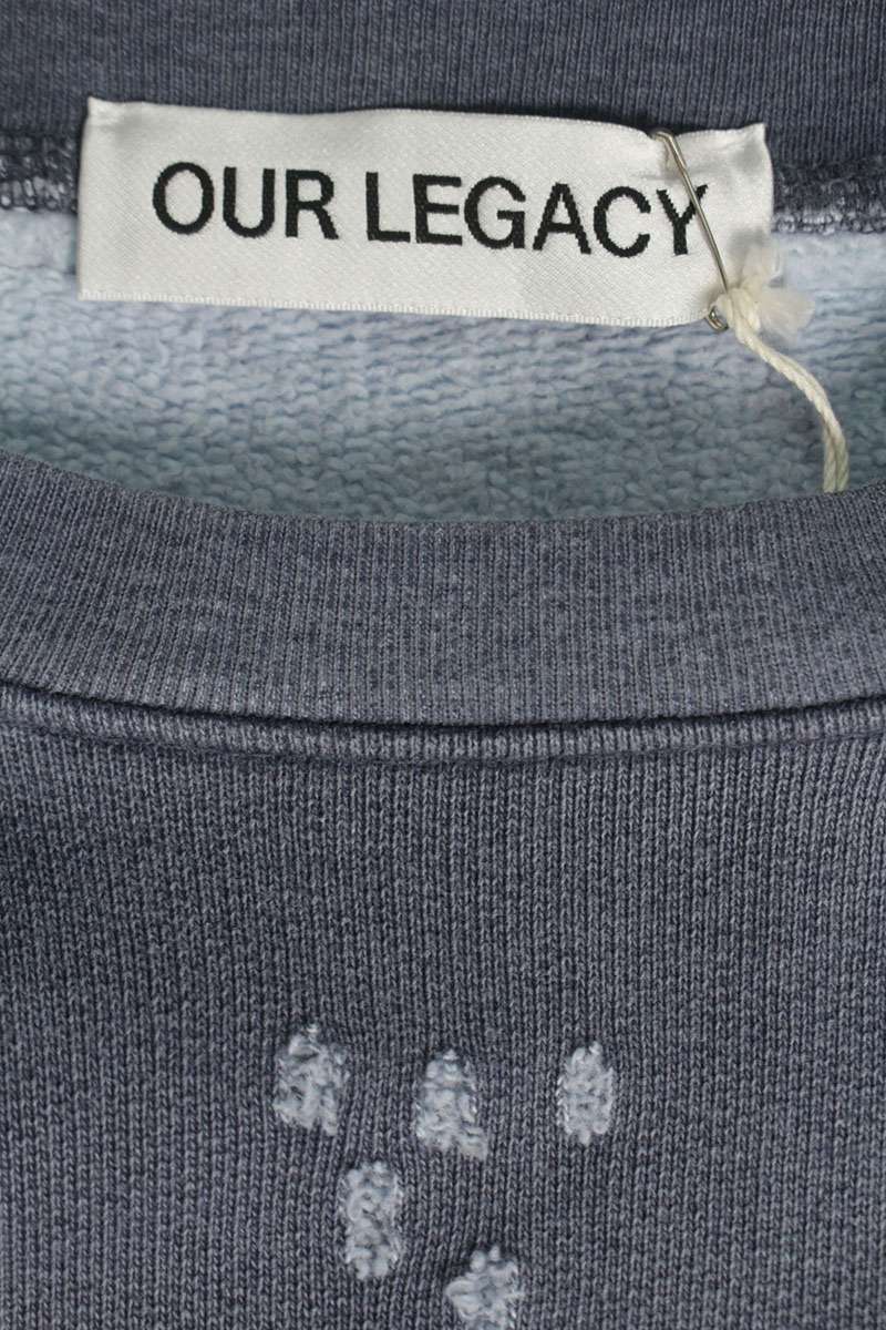 OUR LEGACY Relic Distressed Cotton Hoodie Navy Size 46