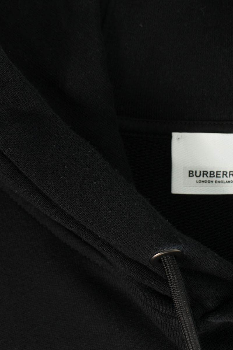 Burberry Letter Graphic Cotton Hoodie Black Size XL