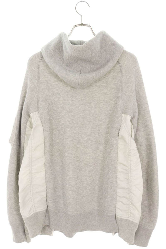 Sacai Sponge Sweat MA-1 Nylon Panel Hoodie Grey Size 3