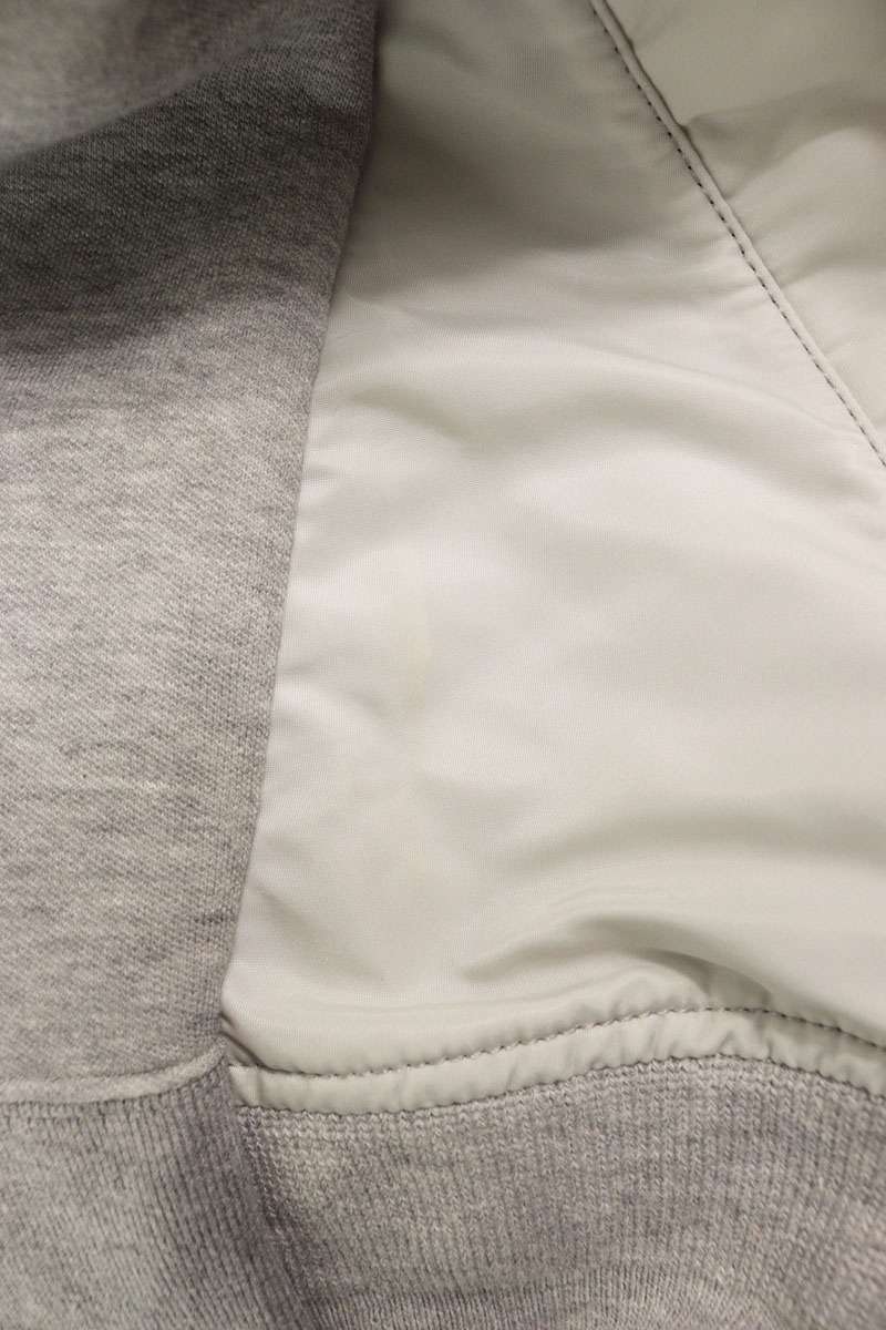 Sacai Sponge Sweat MA-1 Nylon Panel Hoodie Grey Size 3