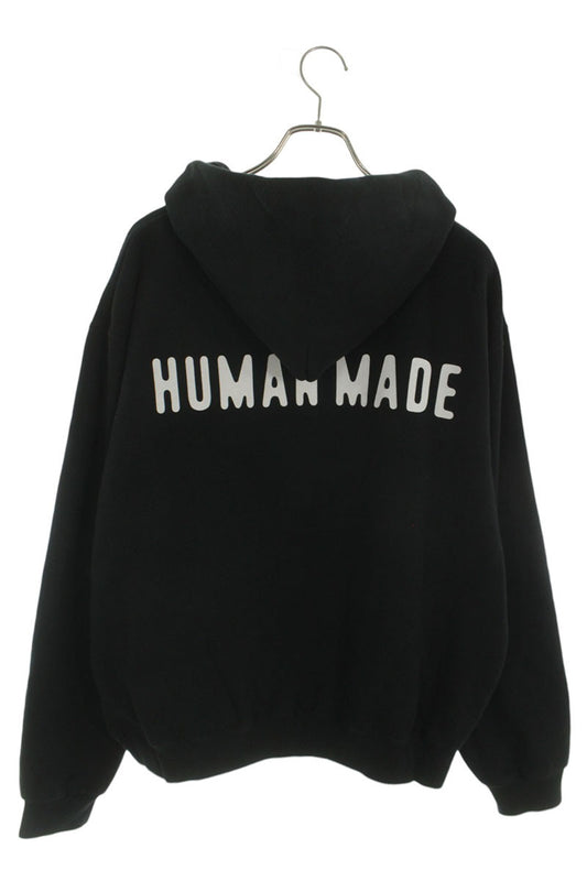 HUMAN MADE Logo Embroidered Zip-Up Hoodie Black Size L