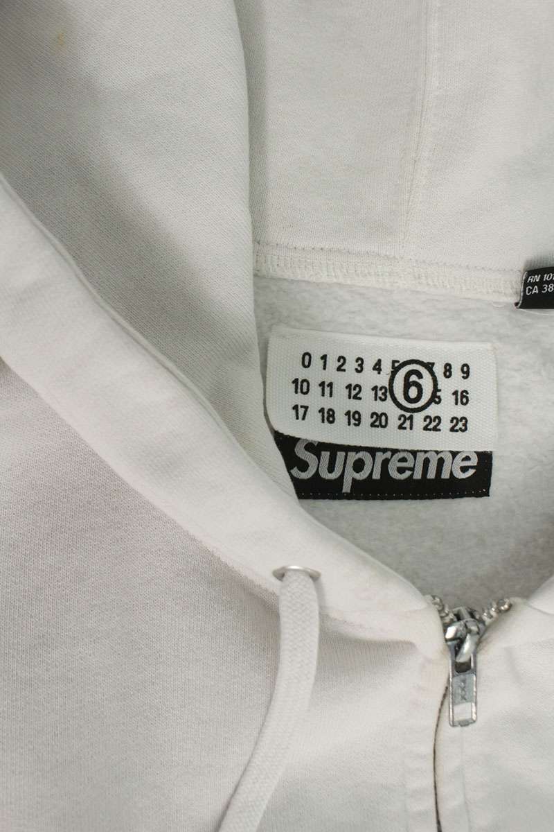 MM6 x SUPREME 26SS Box Logo Zip Up Hoodie White Size S