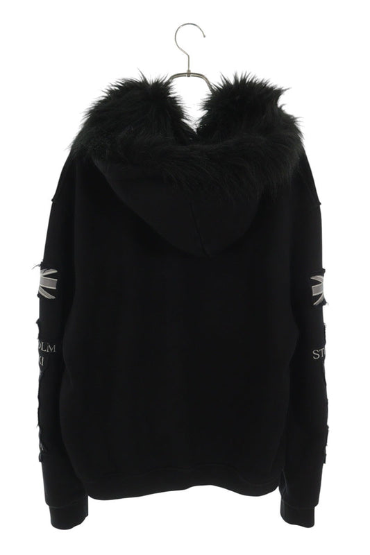 ALICE HOLLYWOOD Patchwork Cotton Zip Hoodie Black Size S
