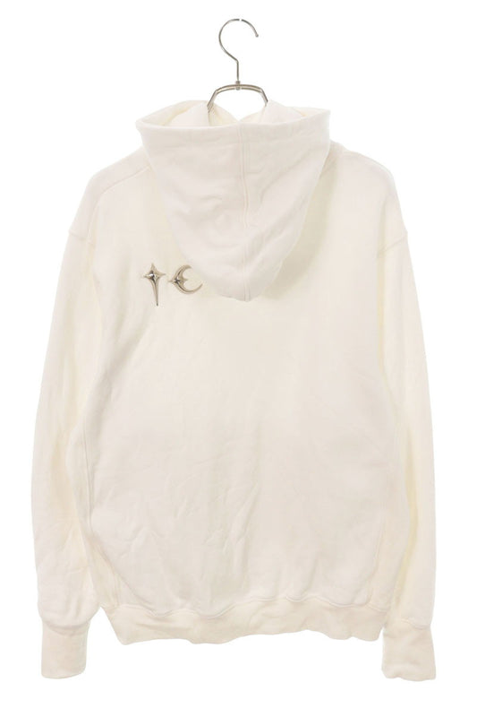 THUG CLUB Metallic Logo Pullover Hoodie White Cotton Size M