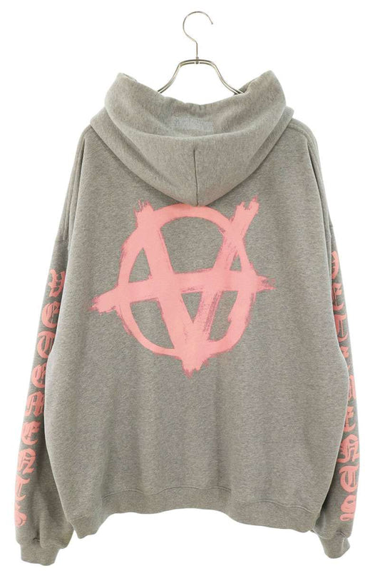 VETEMENTS Double Anarchy Pullover Hoodie Grey Multi Size S
