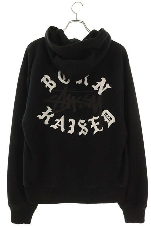 BORN X RAISED Back Logo Zip Hoodie Black Size L