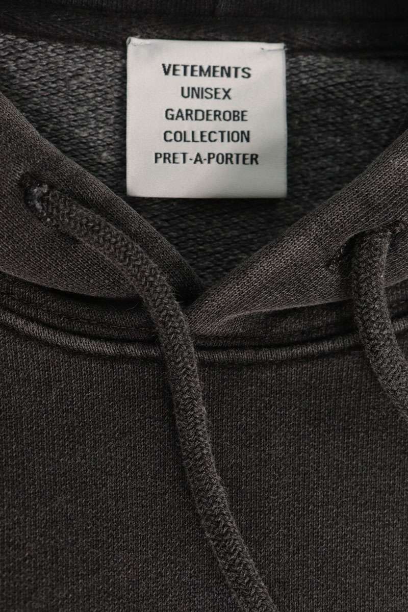 VETEMENTS Washed Pullover Hoodie Black Size XS