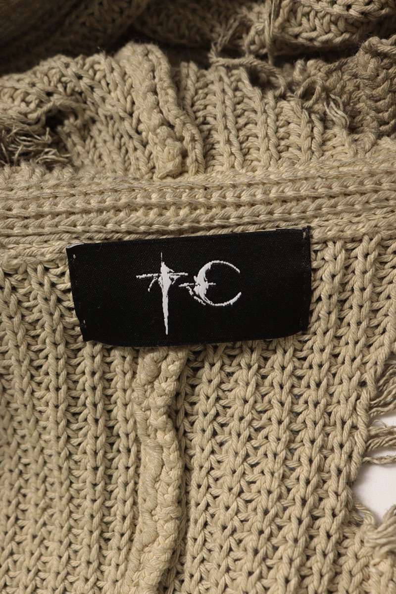 THUG CLUB Distressed Knit Zip Hoodie Green Size 1