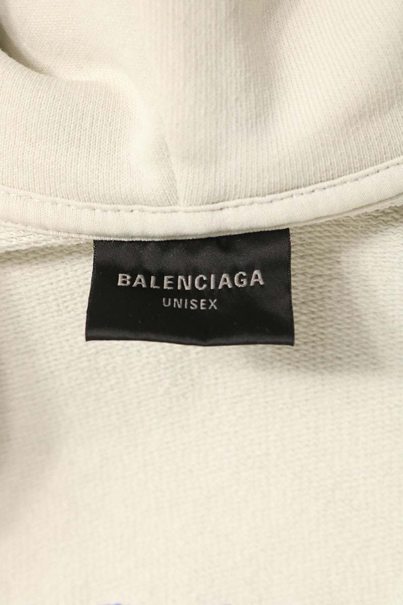 BALENCIAGA 25AW Distressed Logo Zip Hoodie Size M