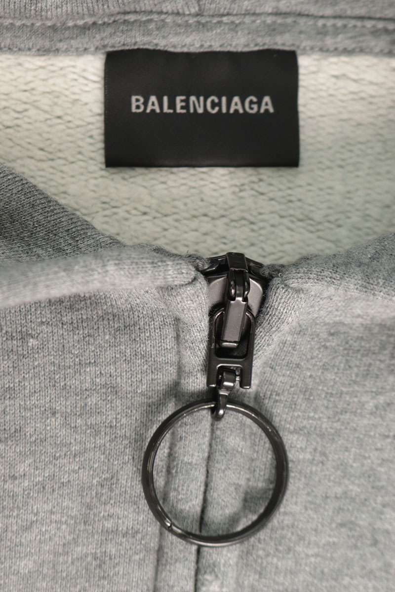 BALENCIAGA 25AW Vintage Double Zip Hoodie Gray Size XS