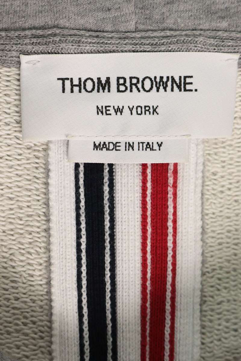 THOM BROWNE Pullover Hoodie Gray Cotton Size 4