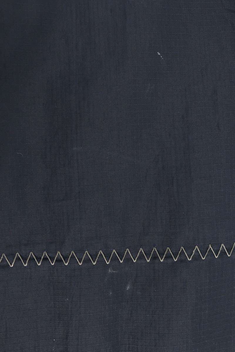 HERMES Half-Zip Nylon Panel Short Sleeve Hoodie Navy Size L