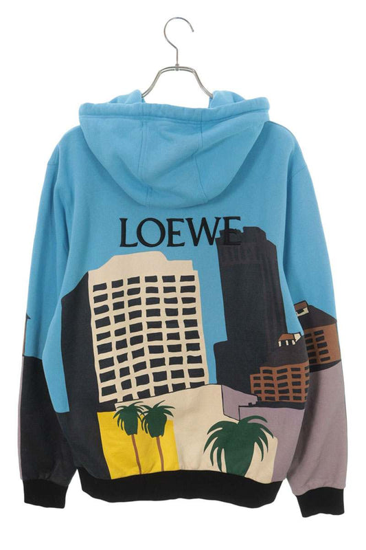LOEWE Back Logo Embroidered All-Over Hoodie Blue Size L