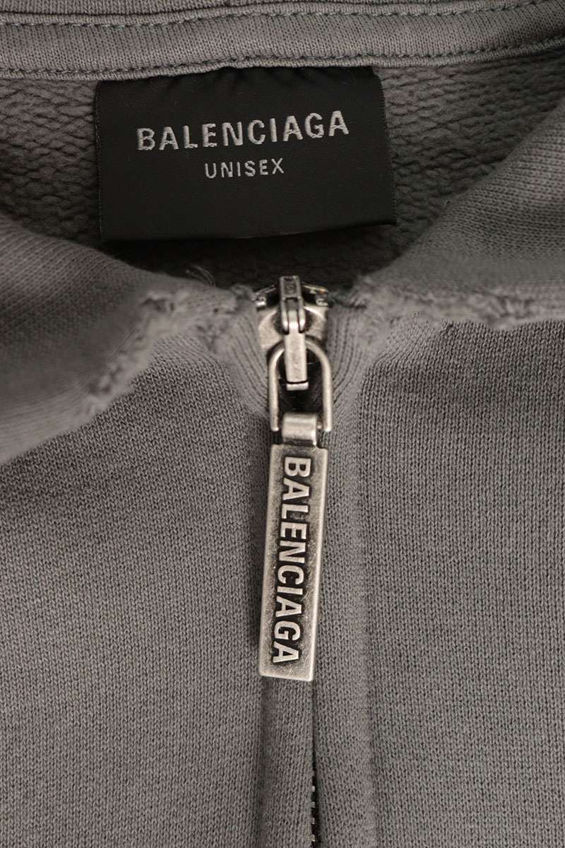 BALENCIAGA 24SS "HUMANBEING" Zip-Up Hoodie Gray Size XL
