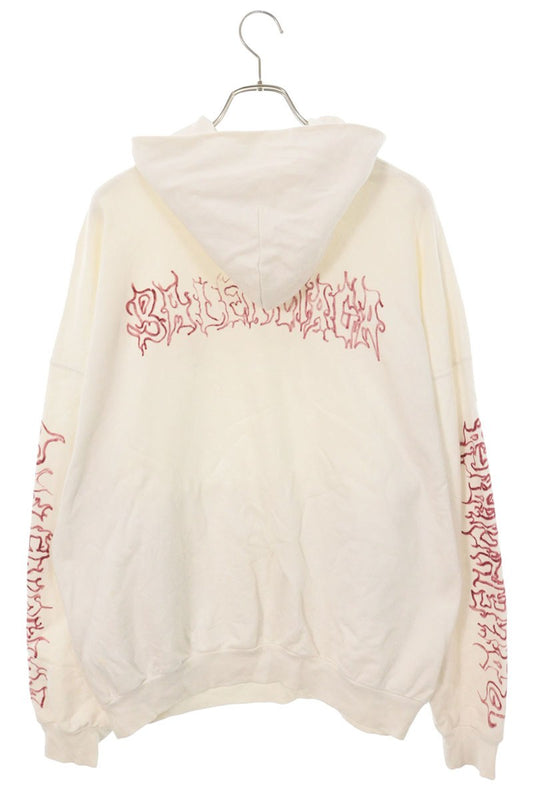 BALENCIAGA Metal Outline Pullover Hoodie White Cotton Size 2