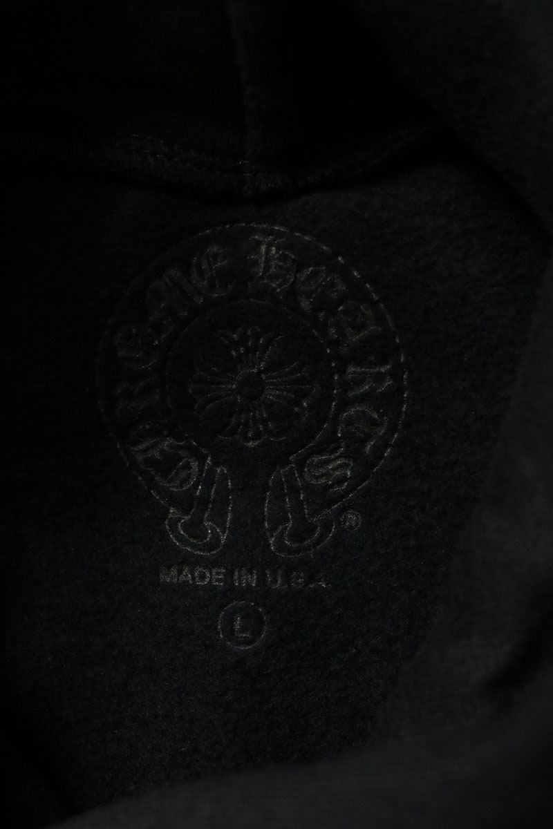 Chrome Hearts Back Label Logo Hoodie Black/White Size L