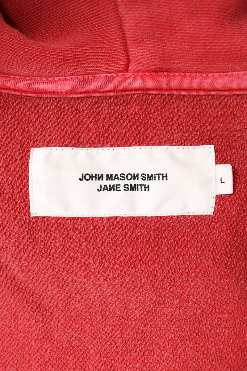 JOHN MASON SMITH Pigment Dye Cotton Zip Hoodie Red Size L