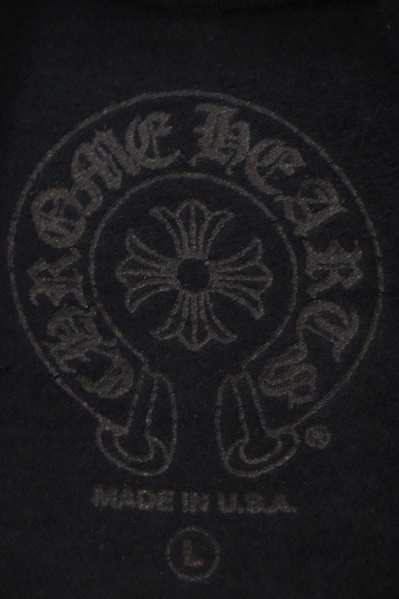 Chrome Hearts Vertical Logo Print Hoodie Black Size L