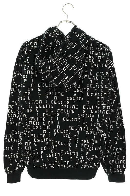 CELINE All-Over Logo Pullover Hoodie Black Size M