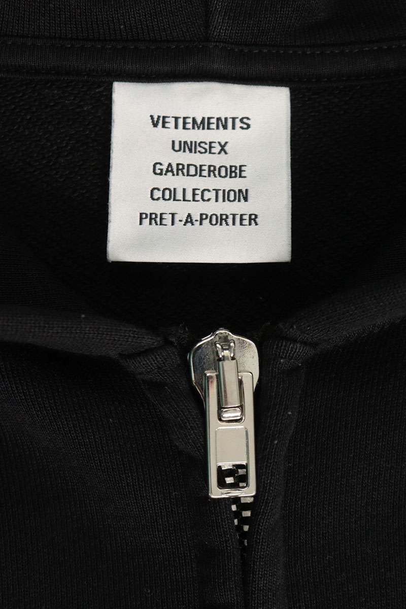VETEMENTS 24SS Sticker Logo Zip Hoodie Black/Yellow Size XS
