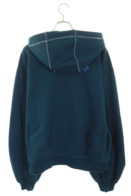 ADERERROR 01SS Stitch Center Logo Hoodie Blue Size XL