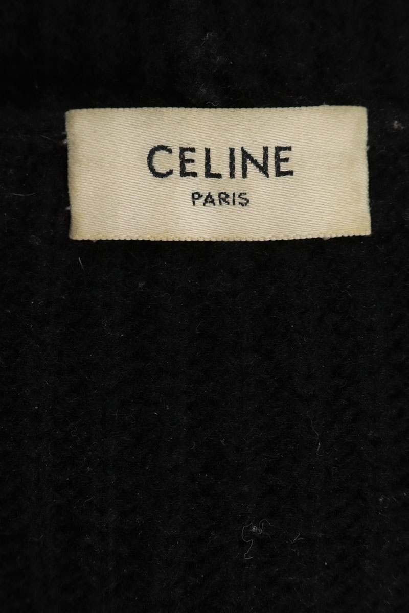 CELINE Chain Logo Knit Hoodie Black Size XL