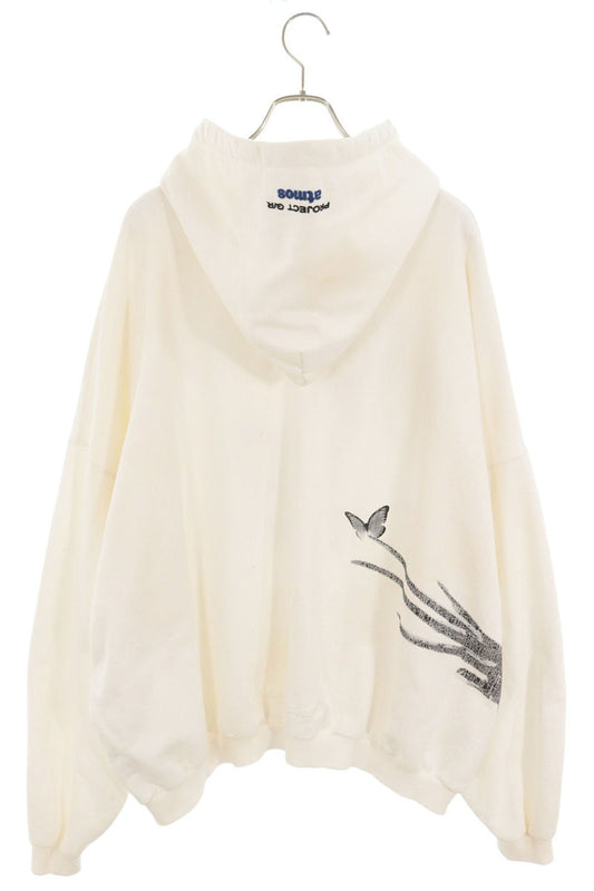 PROJECT GR Graphic Print Cotton Blend Hoodie White Size 2