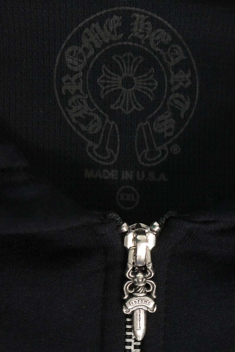 Chrome Hearts Black Thermal Lined Sleeve Zip Hoodie Size XXL