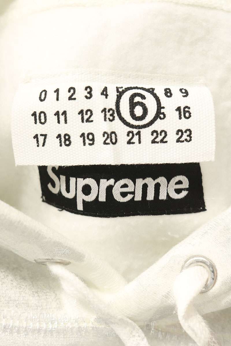 SUPREME x MM6 Foil Box Logo Hoodie White Size M