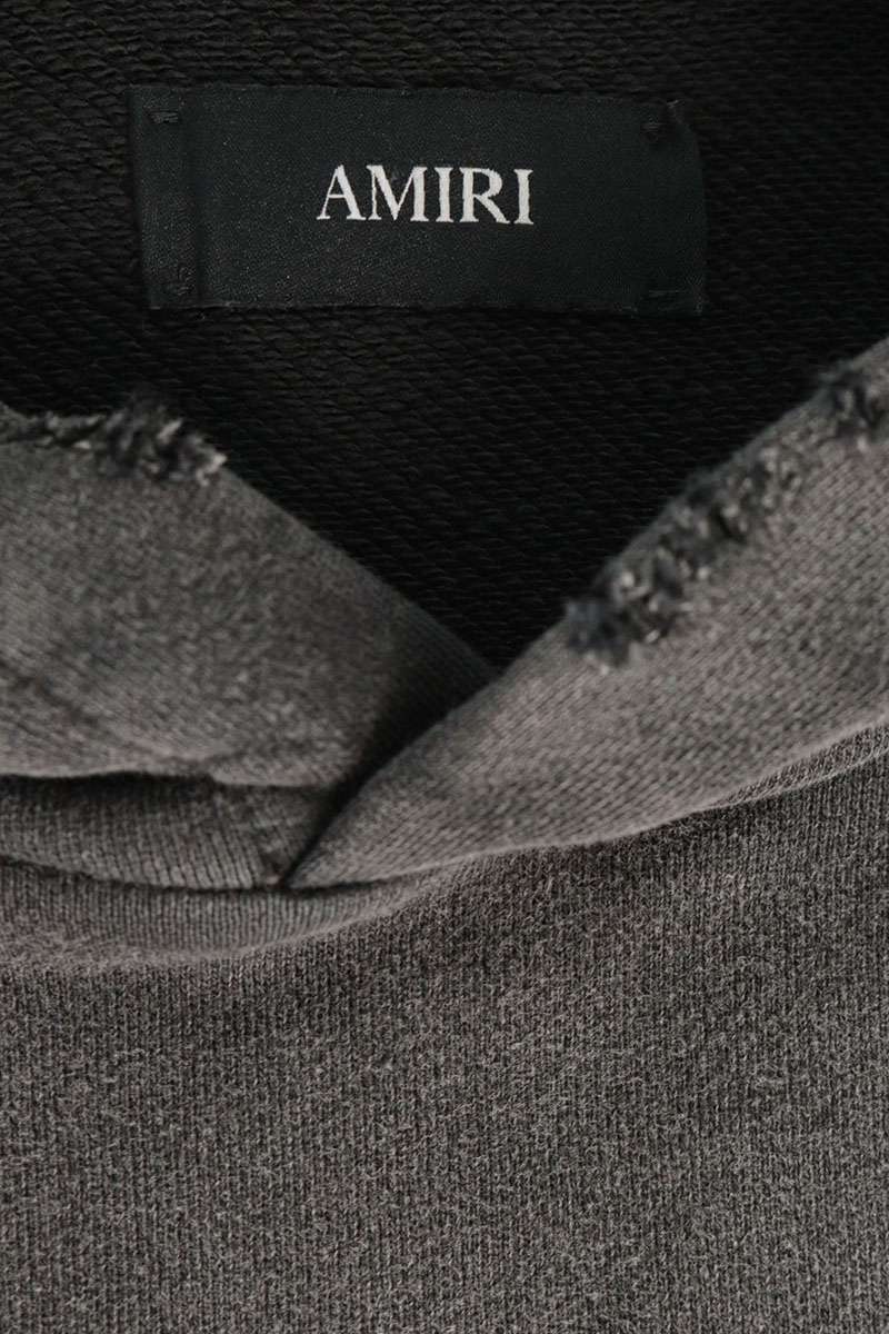AMIRI Vintage Logo Embroidered Pullover Hoodie Gray Size XL